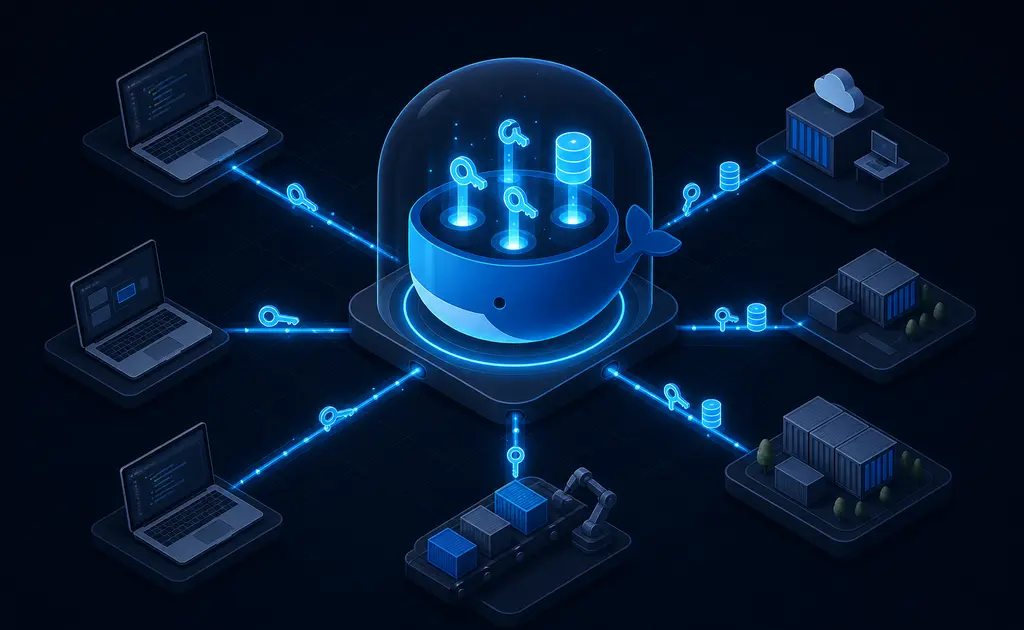 Infisical Docker Compose distribuyendo secretos a varios entornos